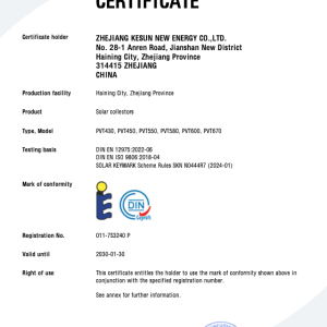Kesun PVT modules with European TUV Solar Keymark certificate